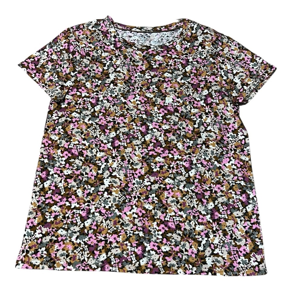 LOFT Floral Print Top - Pink, Brown, White